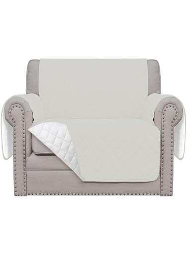 Sofa Slipcover Oversized Reversible Sofa Cover Water Resistant Couch Cover Furniture Protector Cover for Pets Dog (Armchair, Beige/White)