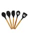 5-Piece Silicone Wooden Handle Kitchen Utensil Set Black/Brown One Size
