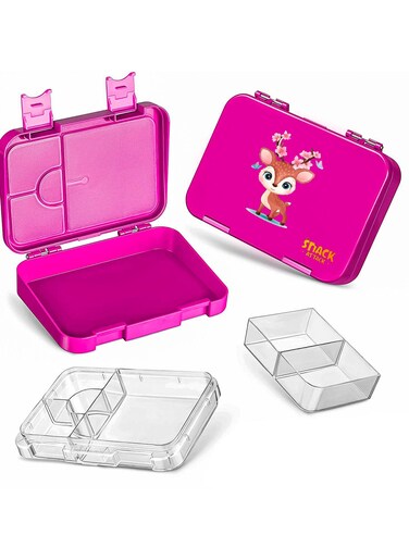 Lunch Box Bento style Purple Color for Kids 4 &amp; 6 Convertible Compartments  BPA FREE  LEAK PROOF  Dishwasher Safe   Back to School Season  Food Graded Materials  Made of Triton  Deer