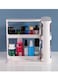 Cabinet Caddy (White   Pull-and-Rotate Spice Rack Organizer   2 Double-Decker Shelves   Modular Design   Non-Skid Base   Stores Prescriptions, Essential Oils