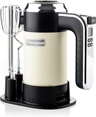 Westinghouse Retro Hand Mixer for Baking - 350W Handheld Electric Whisk - Includes 2 Egg Beaters and 2 Dough Hooks - Powerful Food Mixer for Kitchen Use with 6 Speeds &amp; Turbo - Cream