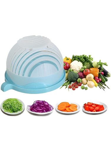 ALMEKAQUZ Salad Cutter Bowl, Salad Chopper Bowl and Cutter, Salad Cutter Bowl with Lid Fast Vegetable Cut Set, Safe and Non-Toxic Food Grade Bpa Free Material Veggie Choppers and Dicers