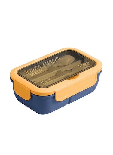Lunch Box 1100ml Leakproof Bento Lunch Box for Adults and Kids With Cutlery BPA Free Sandwich Box Blue/Yellow