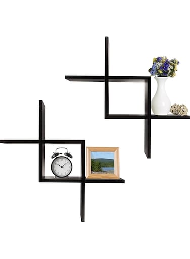 Greenco Criss Cross Intersecting Wall Mounted Floating Shelves Grc3149