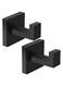 BIGTHREE 2-Pack Square Towel Hooks, Heavy Duty 304 Stainless Steel Wall-Mounted Coat Hooks - Screw-In Robe Hooks for Bathroom, Bedroom, Kitchen, and Garage (Matte Black)