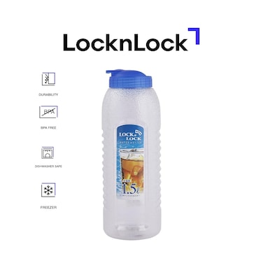 LocknLock Aqua 1.5L BPA-Free Water Bottle with Flip-Top Lid &ndash; Durable and Transparent Hydration Jug