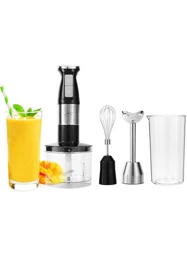 Hand Blender, 4 in 1 Blender, Hand Blender Electric 800W 2-Speed and Turbo Mode, Immersion Blender with 500ml Food Chopper, 600ml Container, Milk Frother, Egg Whisk, for Smoothie Sauces Food Soups