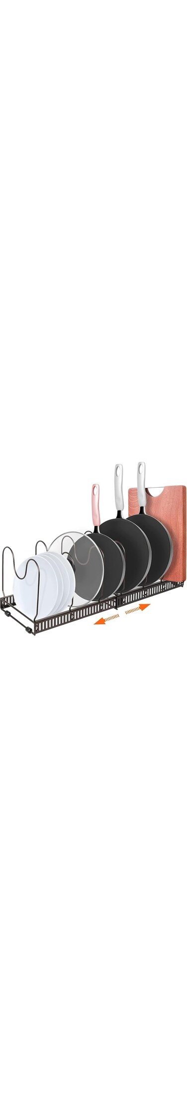ALMEKAQUZ Pot Rack Organizer -Expandable Pot and Pan Organizer for Cabinet,Pot Lid Organizer Holder with 10 Adjustable Compartment for Kitchen Cabinet Cookware Baking Frying Rack