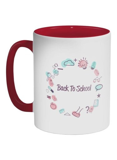 Back To School Printed Ceramic Coffee Mug Red/White/Blue 325ml