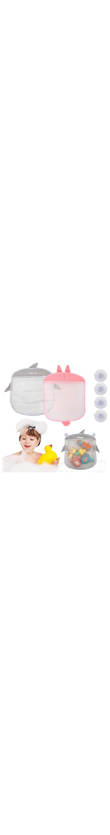 Zurligi 2Pcs Mesh Bathroom Organizer for Kids, 40x35CM Tub Toy Holder with Suction Cup Hooks, Quick-Dry Bathtub Storage Net, Durable Shower Toy Organizer for Bathroom, Baby, and Toddlers' Bath Toys