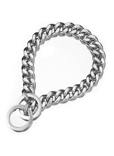 Dog Collar, Fancy Slip Chain - Best for Large Dogs: Pitbull, Doberman, Bulldog (Silver, 30cm)