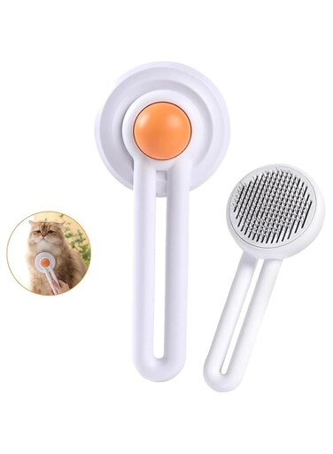 X spring Self Cleaning Cat Brush with One-Click Shedding Button, Cat Hair Brush with Stainless Steel Needles, Efficient Grooming Cat Slicker Brush for Indoor Outdoor Pets Hair Massage
