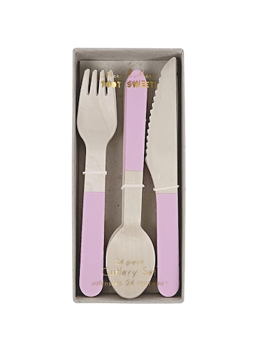 Meri Meri Soft Pink Wooden Cutlery Set