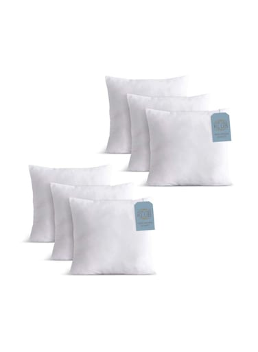 Linen Klub 6-Piece Cushion Fillers 45x45 cm &acirc;&euro;&ldquo; 350 Grams Each &acirc;&euro;&ldquo; Bulk Soft Pillow Inserts with Non-Woven Fabric &acirc;&euro;&ldquo; Perfect for Hotels, Home Styling &amp; More