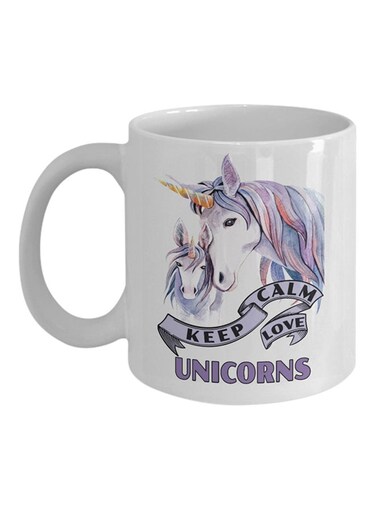 Keep Calm And Love Unicorns Printed Coffee Mug White