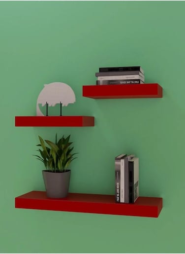 Floating Wall Shelves 80cm Red Size: 80x19.5x3.8cm