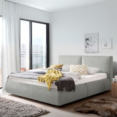 Whisper Waves Upholstered Premium Super King Size Bed (200 X 200 CM) Grey Color