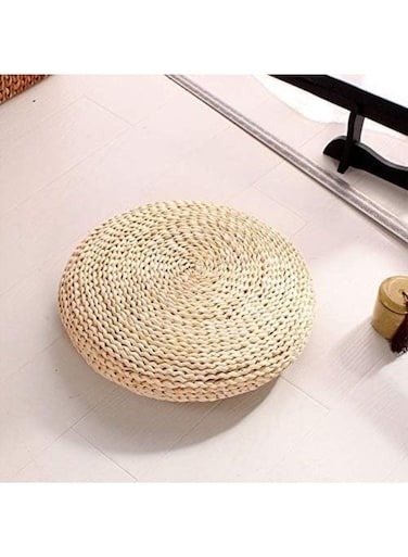 Natural Woven Jute Floor Cushion, Handcrafted Round Pouf Seat, Decorative Boho Meditation Pillow, Eco-Friendly Tatami Seating Pad for Living Room, Bedroom