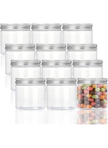 Wawasia 12 Pack 185ml Clear Plastic Jars Containers with Screw Refillable Round Empty Plastic Slime Storage Containers - BPA Free