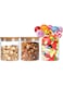 AKDC Set of 3 Round Glass Jar with Bamboo Lid, Kitchen Food Storage Containers Airtight Lids Cereals Canisters Jars for Pasta Spaghetti Tea Coffee Beans Candy Cookies Snacks (Mini - 500ML)