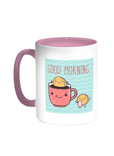 Good Morning Printed Coffee Mug Pink/White