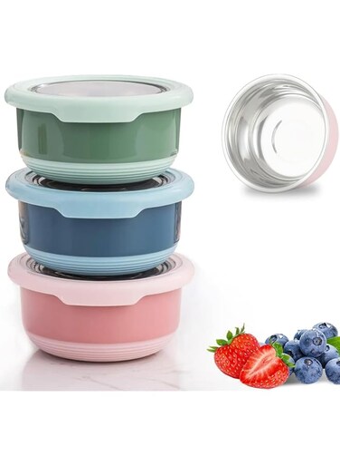 YOUWE7 Salad Dressing Containers To Go, Dressing Containers for Condiments, Dips, Stainless Steel Dipping Sauce Cups with Lids, Mini Food Storage, Leakproof Condiment Cups, BPA Free (420ML)