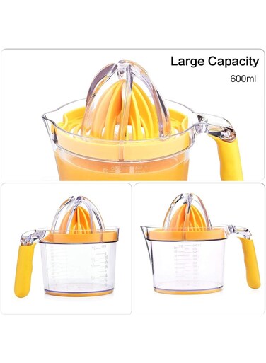 Squeezer,Orange Juicer,Multifunctional Lemon Juicer with Built-in Measuring Cup and Grater Egg separator,Non-Slip Silicone Handle,Upgrade Citrus Juicer 20OZ