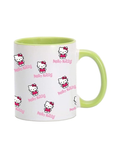 Multiple Hello Kittys All Over The Printed Coffee Mug Light Green/White