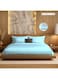 LIVING Polyester Queen Fitted Bedsheet Set-300 TC Silken Berry Art Silk Satin. 1 Sheet 160x200x30 cm / 2 Pillow Covers: 50x75 cm - Light Blue