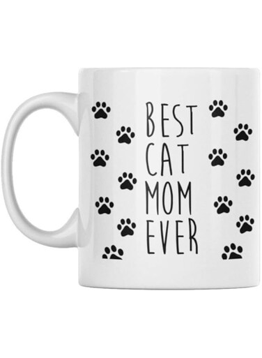 12.99 Prime Tees Coffee Mug For Mom - Best Cat Mom Ever - These Funny Mugs are Perfect For Any Funny Mom Coffee Mug Collection or a Great Gift