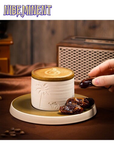 1 Pcs Desert Camel &amp; Palm Tree Ceramic Coffee Mug with Saucer - Reusable, Hand-Wash Only, Ideal for Family Gatherings &amp; Special Occasions, Desert-Themed Gift, Desert Coffee Mug   Desert Theme Decor   Durable Ceramic Mug, Coffee Mug, 250ml