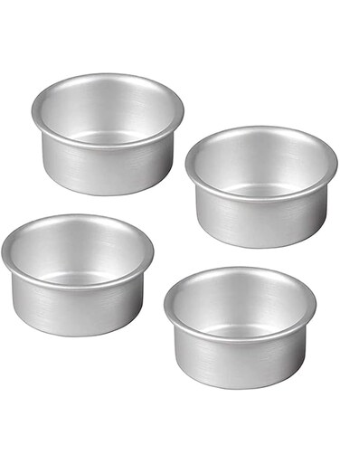 Khazna Cake Pans Round Aluminum Cake Pan Set Non stick Round Cheese cake Baking Pans for Home Party Baking Supplies, Round Cake Pans with Removable Bottom for Cake Baking 4 Pieces 4 Inch