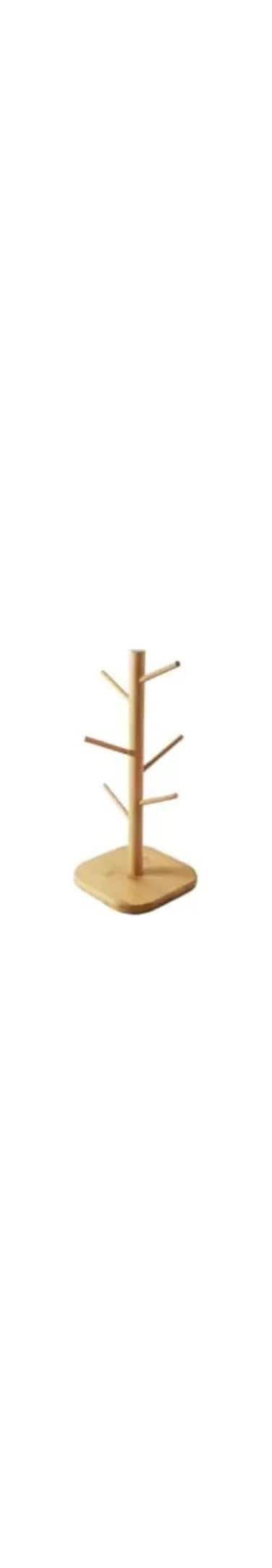 Wooden Cup and Mug Stand, Coffee Tea Cup Holder with 6 Hooks