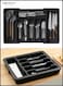 Expandable and adjustable kitchen drawer organizer, large capacity multi compartment cutlery tray, silverware, fork, spoon, chopstick cutlery storage box, saving space