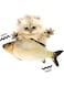 Bestmaple Moving Cat Kicker Fish Toy, Realistic Plush Simulation Electric Doll Fish USB Rechargeable, Funny Interactive Pets Chew Bite Supplies for Cat/Kitty/Kitten Fish Flop Cat Toy Catnip Toys (2)