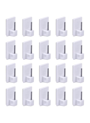 20 Packs Self-Adhesive Hooks， Window Hooks Adhesive for Net Curtain Rods, White (Square Corners)