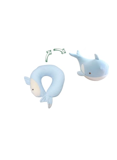 U-Shaped Elasticity Travel Pillow, Soft and Adorable Bluewhale Travel Pillow, Convenient &amp; Portable U Shaped Neck Pillows, Suitable for Home, Office, Car, Travelling (Blue)