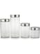 Harmony 2724623295671 4 Pieces Table Top Canister With Cover Set, Glass/Metal