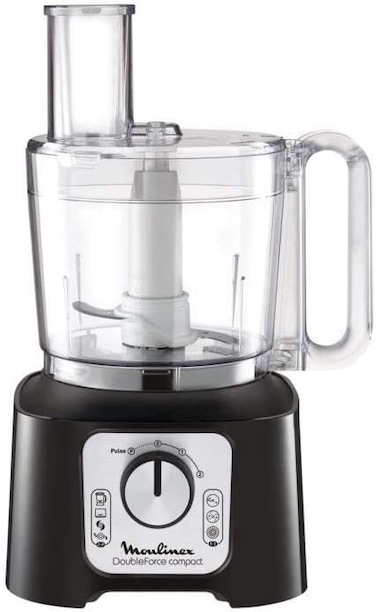 Moulinex Double Force Compact Multi-Function Robot 3 Litre Bowl Blender 1.25 L 6 Speed Options 9 Accessories Included FP546811, Black/Dark Grey