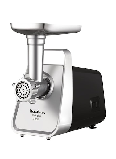 Moulinex HV3 5IN1 MEAT MINCERS   Versatile   3 grids   Metal tray   carrying handle   rubber feet   1.9 kg 1600 kW ME308827 Silver