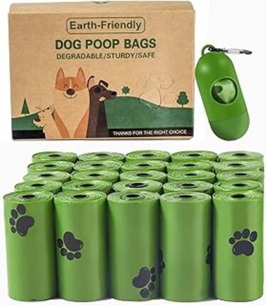 Cuisine Art Dog Poop Bags Pet Supplies for Dogs 20 Rolls, 300pcs, including 1 Green Adjustable Dispenser. Extra Thick and Strong, 100% Leak Proof, Biodegradable Waste Bag.