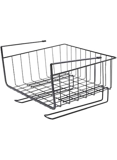 SYOSI Multi-Functional Kitchen Storage Rack, Metal Basket Organizer with Paper Towel Holder, Space-Saving Hanging Shelf for Bathroom and Wardrobe, Easy to Assemble