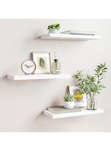 3Pcs Set Floating Wall Shelves For Space Saving Home Decor Veneer Decorative Display Shelf   Trophy Stand Shelf   Shelf for Bedroom, Living Room, Bathroom, Office