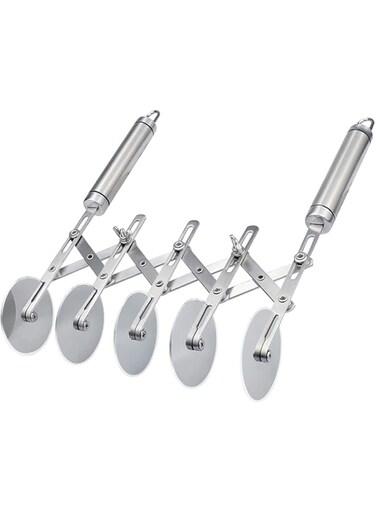 Juome 5 Wheel Pastry Cutter Stainless Pizza Slicer Multi-Round Dough Cutter Roller Cookie Pastry Knife Divider with Handle
