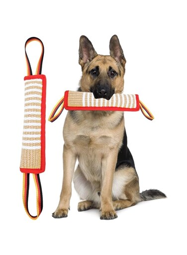 Dog Tug Toy Dog Tough Jute Bite Pillow Lasting Training Equipment Two Flag Handles Puppy to Large Dogs Interactive Toy war Toys for Aggressive chewers