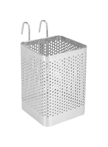 PRETYZOOM Hanging Drying Rack Stainless Steel Chopstick Holder Chopstick Drain Holder Utensil Drying Rack Basket with Hooks Cutlery Holder Chopsticks Kitchen Utensil Dishes Square