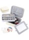Firelex Jewelry Travel Case Jewelry Organizer - Small Jewelry Case 2 Layer Portable Jewelry Box with Detachable Mirror - PU Leather Travel Jewelry Box for Women Rings Necklaces Bracelets Earrings
