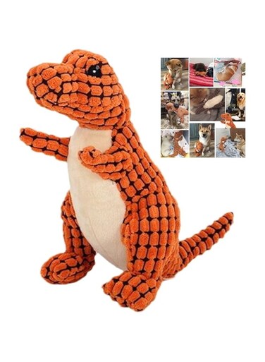2023 New Indestructible Robust Dino, Durable Interactive Robustdino Dog Toy, Squeaky Dog Toys For Aggressive Chewers, Soft Dog Toys, Unbreakable Stuffed Plush Dog Toys Aggressive Chewers (A ORANGE)