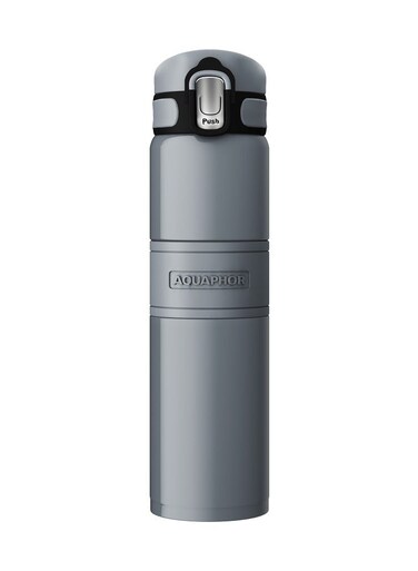 Double Wall Stainless Steel Thermo Bottle, 480ml Insulated Water Bottle, Keeps Drinks Hot or Cold up to 6 Hours, Leak-Proof Lid, Non-Slip Silicone Finish, Durable Travel Flask for Office, Gym &amp; Outdoor Use (Grey)