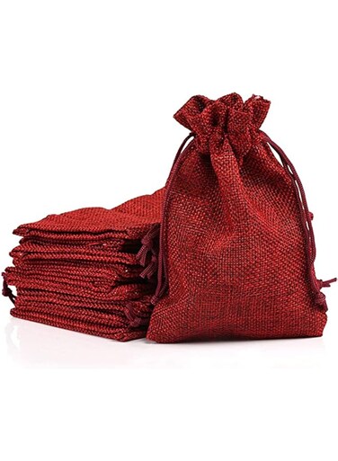 KASTWAVE Reusable Jute Gift Bags - 24 Pack Small Drawstring Pouches for Jewelry, Party Favors &amp; Weddings, 10x14 cm